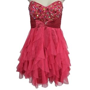 Masquerade Rhinestone Sleeveless Mini Formal Dress Sz 3/4